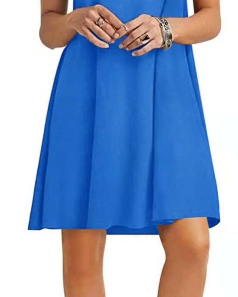 Kleid Rüsche Kurzarm Rundhals