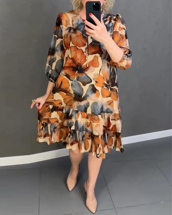 Kleid Vintage Blumenmuster Rüsche