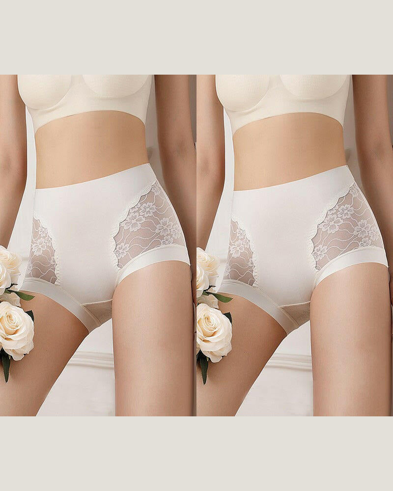 Damen hohe Taille Spitze nahtlos elastisch seidig Unterwäsche