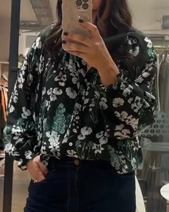 Bluse Lässig Langarm Bedruckt