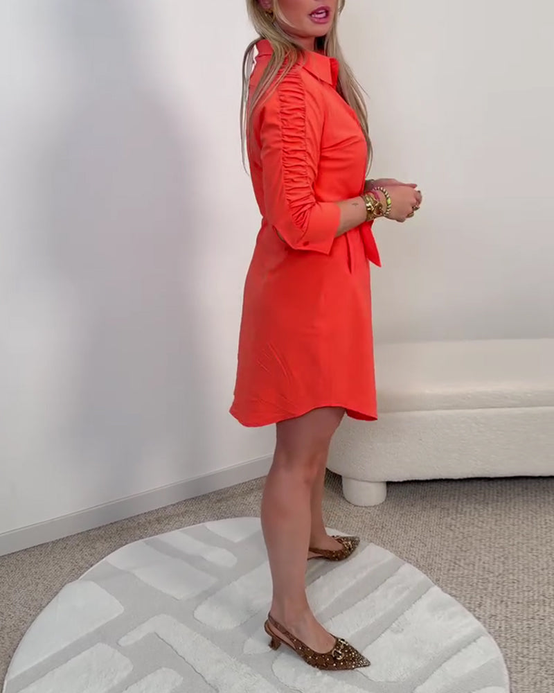 Kleid Unifarben Träger Hemd