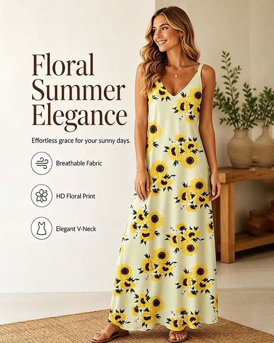 Kleid Lang Druck Spaghettiträger