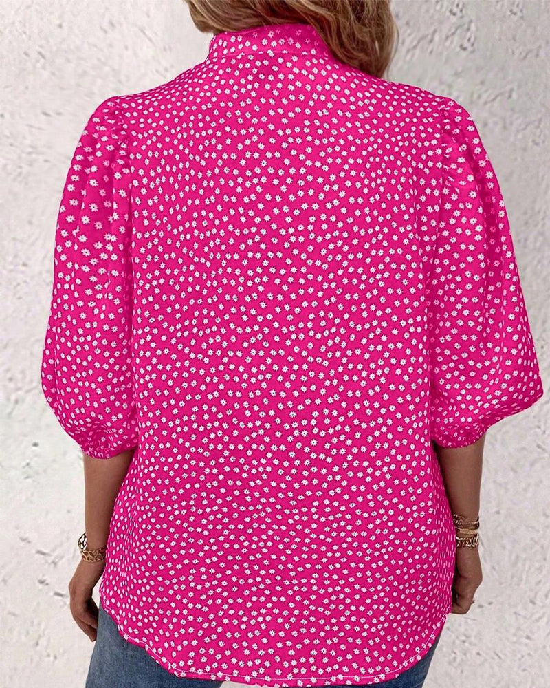 Hemd Klein Blumig Puff Ärmel