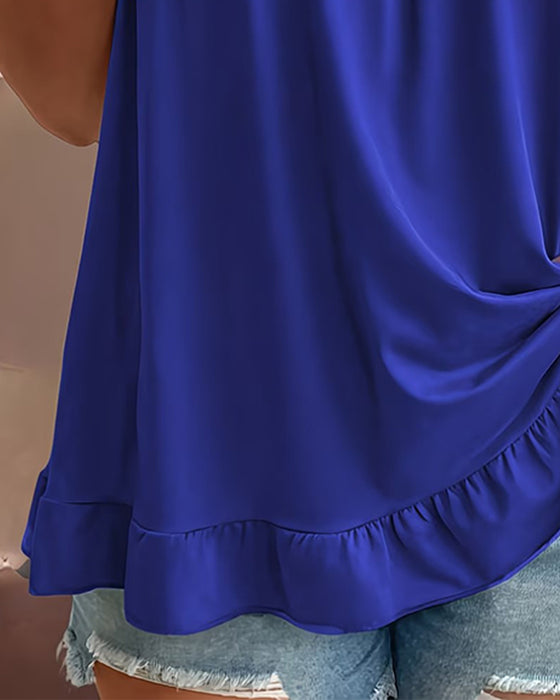 Tanktop Plissiert Rüsche Einfarbig