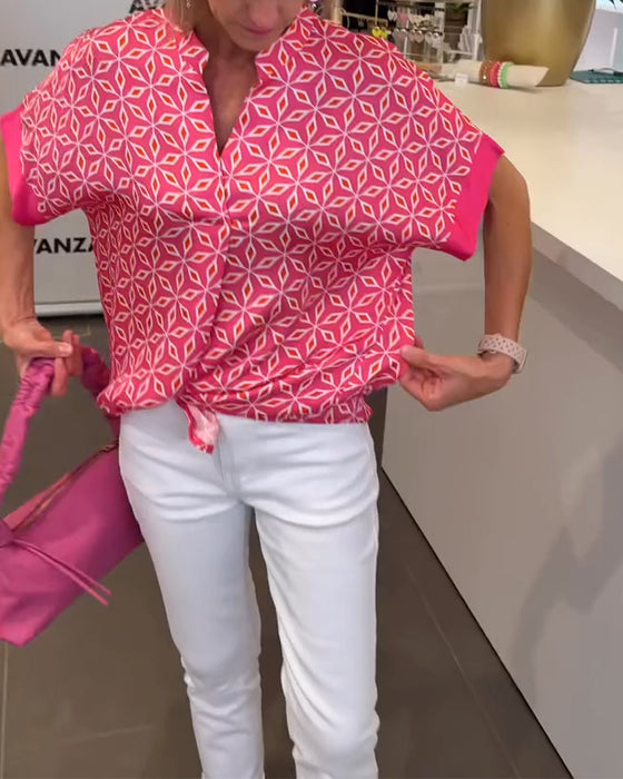 Bluse V-Ausschnitt Druck