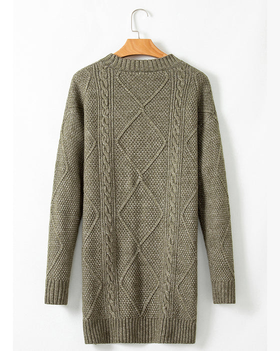 Strickkleid, lässig, Rundhalsausschnitt, einfarbig