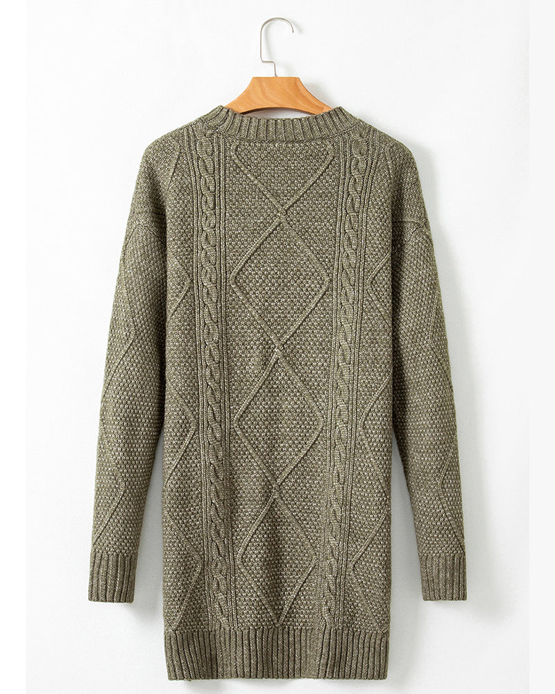 Strickkleid, lässig, Rundhalsausschnitt, einfarbig