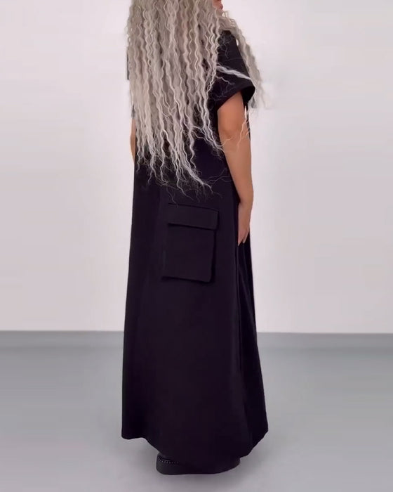 Kleid Einfarbig Kapuzenpullover Freizeit