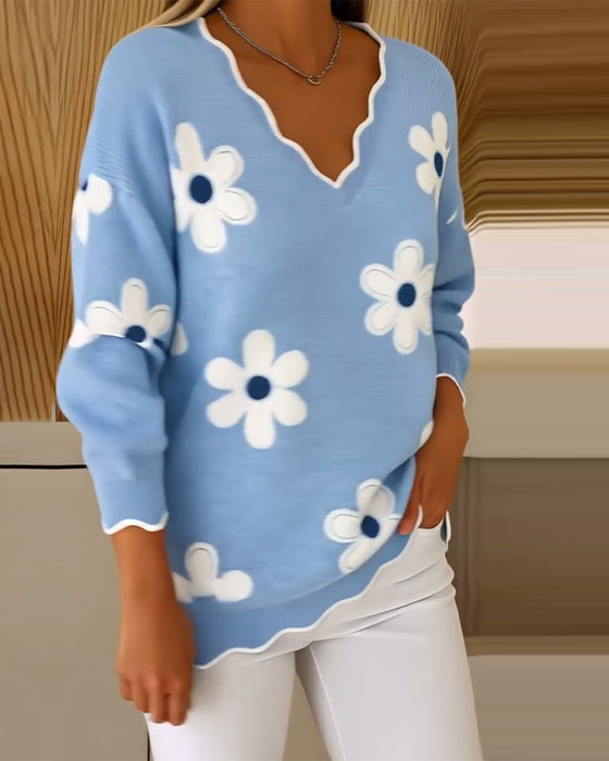 Pullover Jacquard V-Ausschnitt modisch