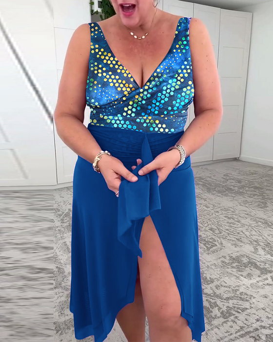 Badeanzug mit Polka-Dot-Muster Hüfte