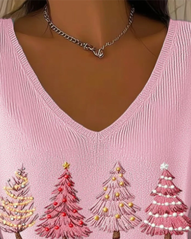 Pullover Mit V-Ausschnitt Und Langen Ärmeln