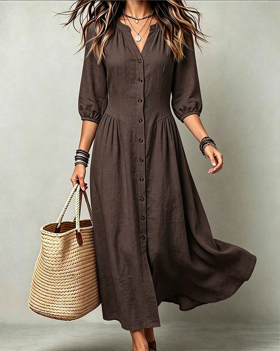 Kleid Kurzarm Vintage Tailliert A-Linie