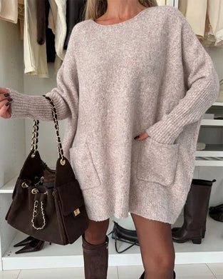 Pullover Rundhals Pullover Tasche Locker
