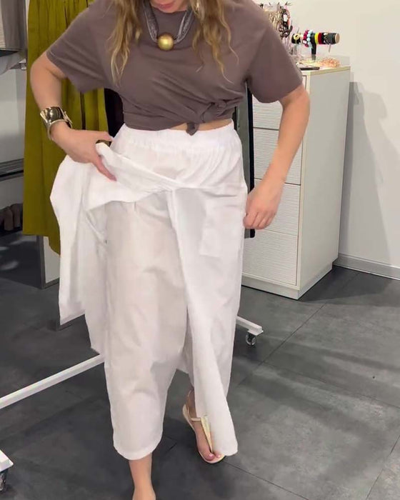 Hose Lässig Schürze Stil Knöchellang