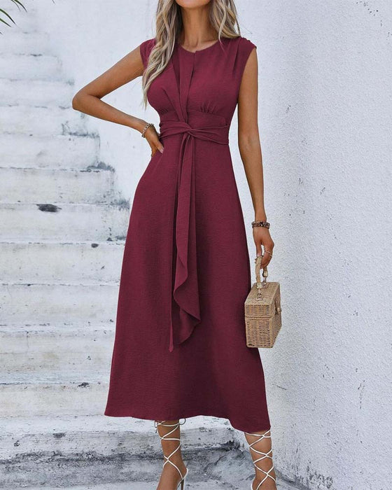 Kleid Einfarbig Tailliert Bindung