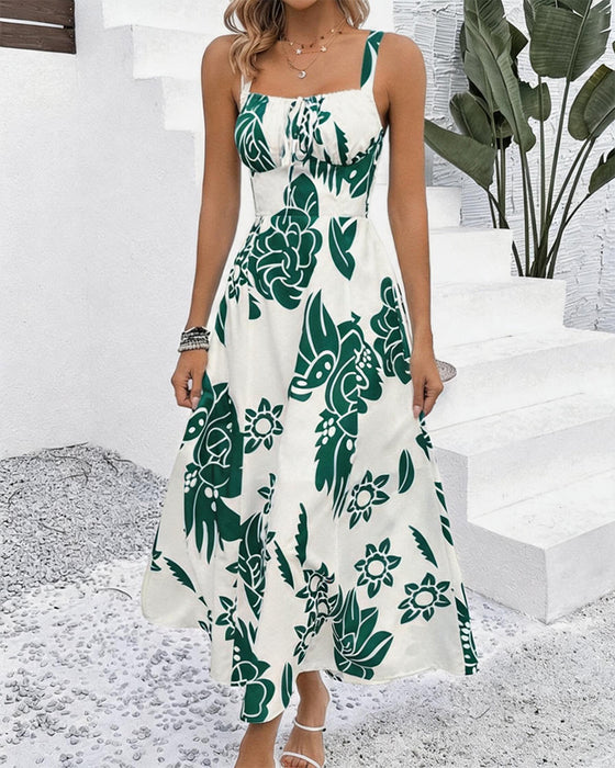 Kleid Elegant Träger Druck