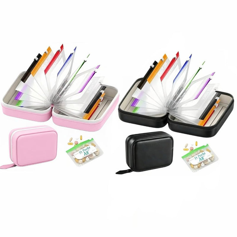 Premium wasserdichtes PU-Reise-Pillenbox-Set