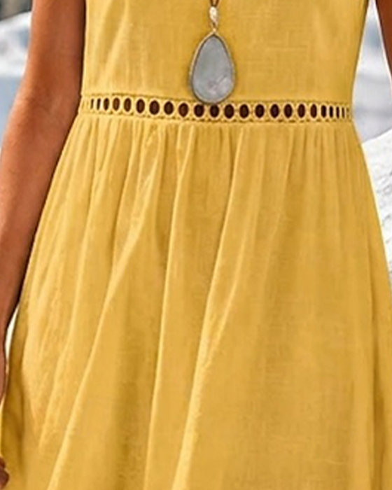 Kleid Ausschnitt Taille Rundhals A-Linie Lang