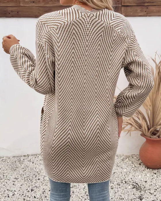 Cardigan Taschen Langer Pullover