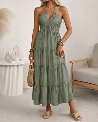 Kleid Neckholder Bandeau Mehrlagige Rüsche