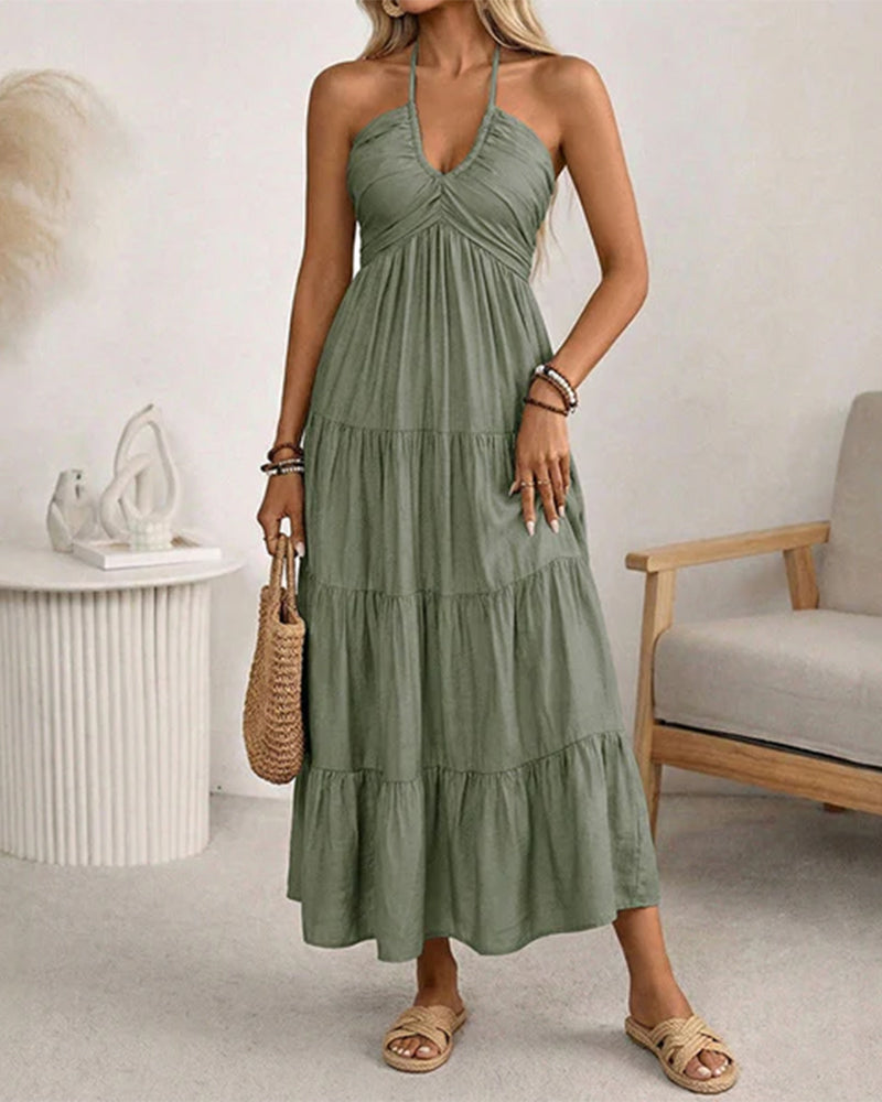 Kleid Neckholder Bandeau Mehrlagige Rüsche