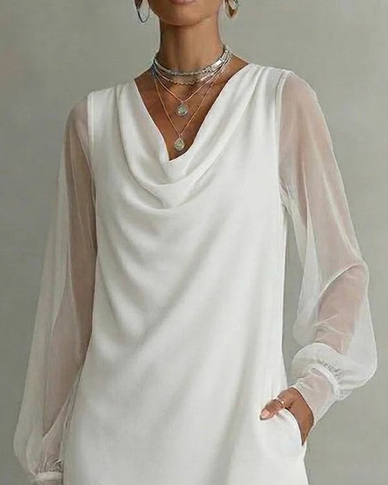 Kleid Atmungsaktiv Ärmel Cowl-Neck