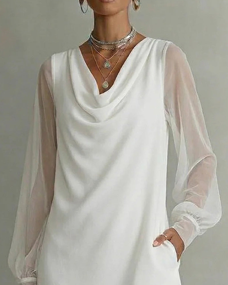 Kleid Atmungsaktiv Ärmel Cowl-Neck