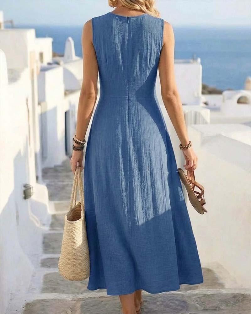 Kleid Überschneidung Taille Ärmellos