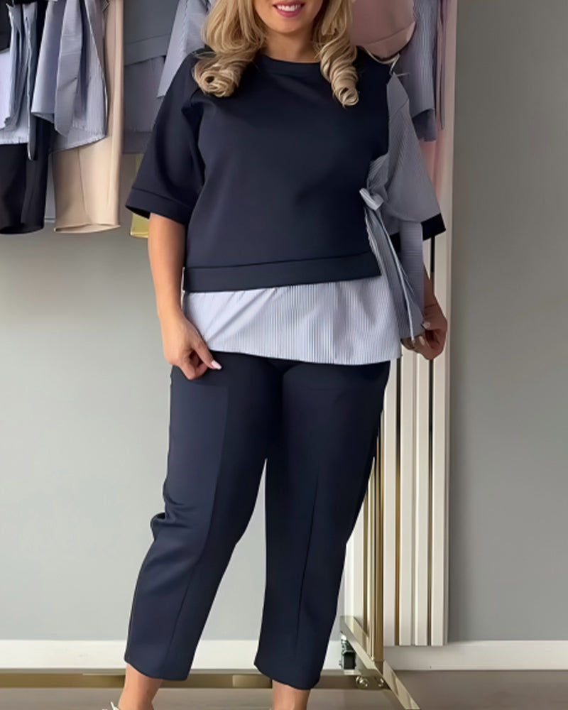 Zweiteiler gestreift Patchwork asymmetrisch