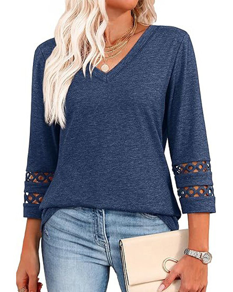 V-Ausschnitt T-Shirt Mit Ausgeschnittenem Kragen Design