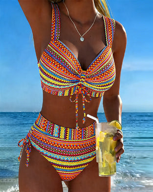 Bikini Bunt Ethnischer Stil Bedruckt Sexy