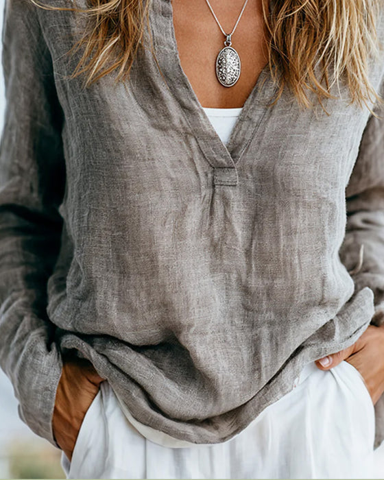 Bluse Langarm Hoher Kragen Locker