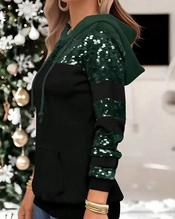 Lässiges Kapuzen-Sweatshirt Mit Pailletten