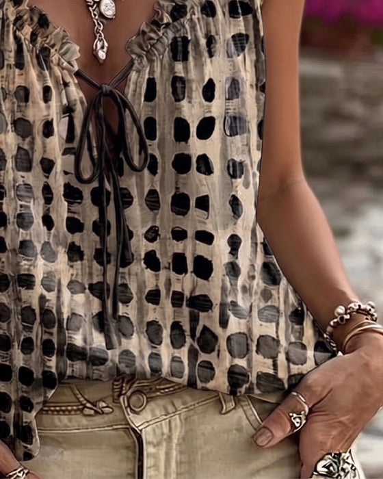 Tank Tops Polka Dot Print Rüsche