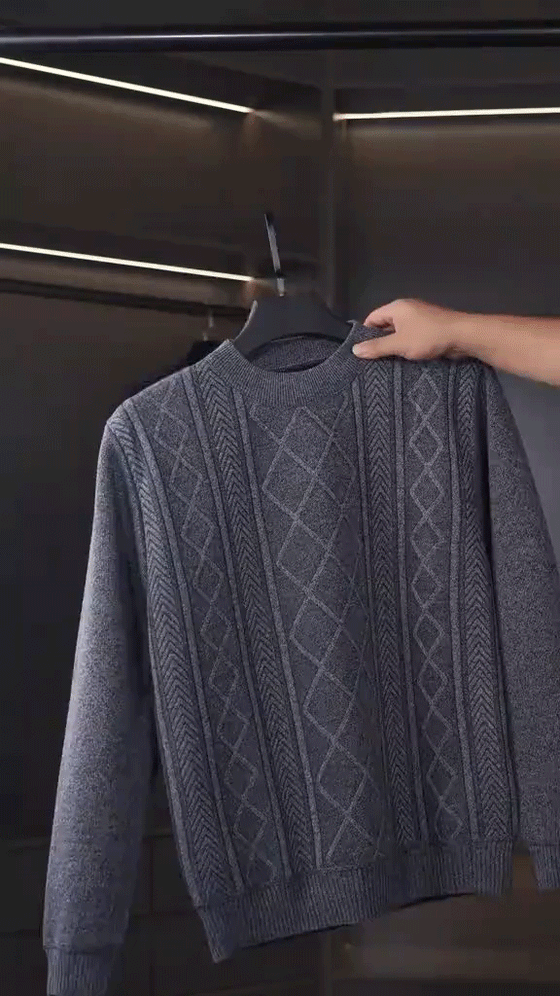 Pullover HerrenS Winter Flauschgefütterter Warmer Gestrickter