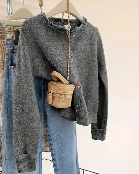 Strickjacke lässig einfarbig langarm