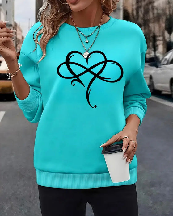 Sweatshirt Lässig Langärmlig Bedruckt Rundhals