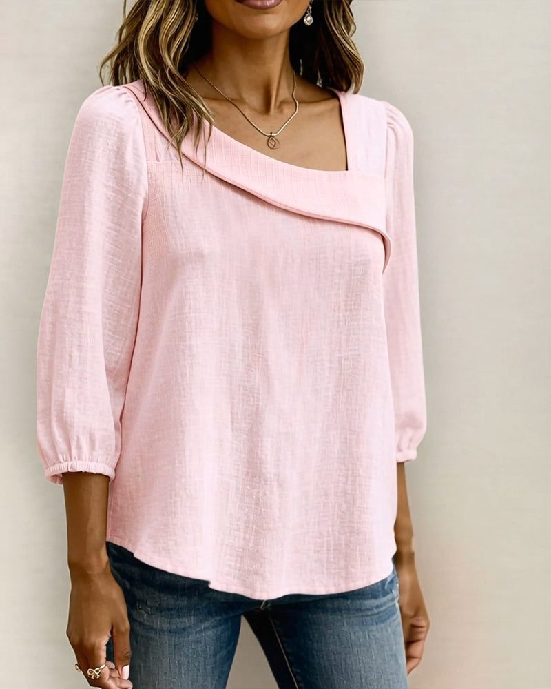 Bluse Unifarben Dreiviertelarm