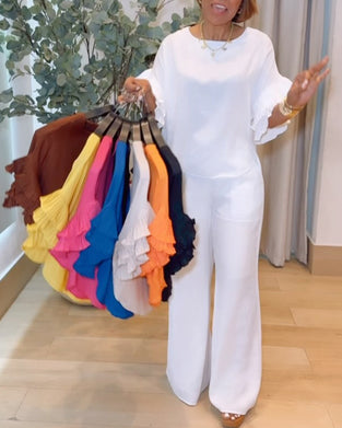 Top Rüschenärmel Locker