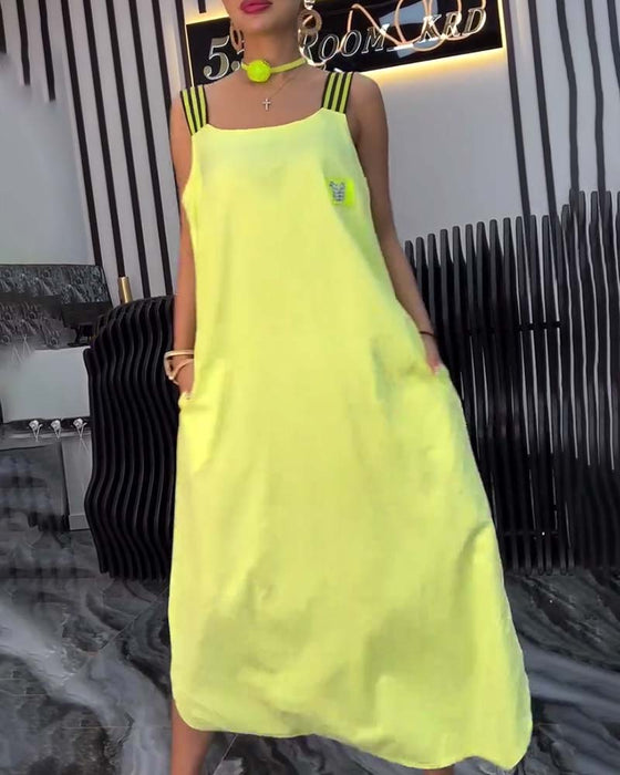Kleid Gespaltene Träger Locker
