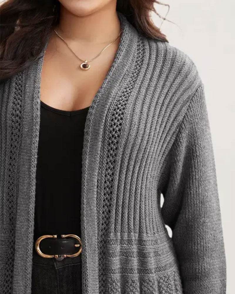 Strickjacke Lang Einfarbig Casual