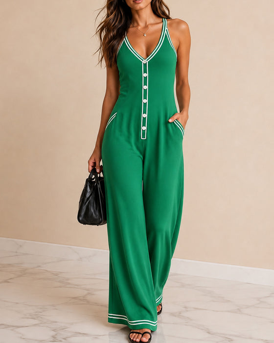 Jumpsuit Ärmellos Kontrast Spaghettiträger