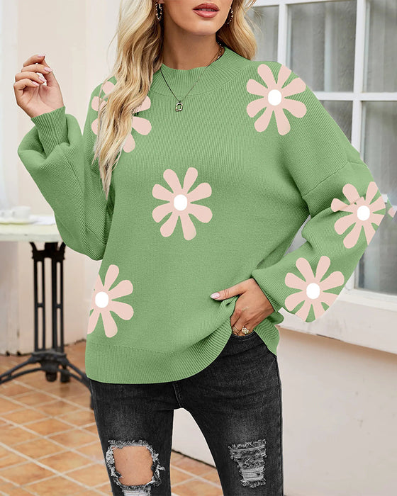 Gedruckter Langarm‑Pullover