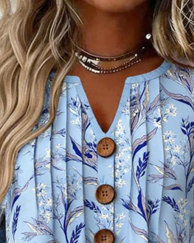 Bluse Mit Botanischem Print Und Rüschenärmeln