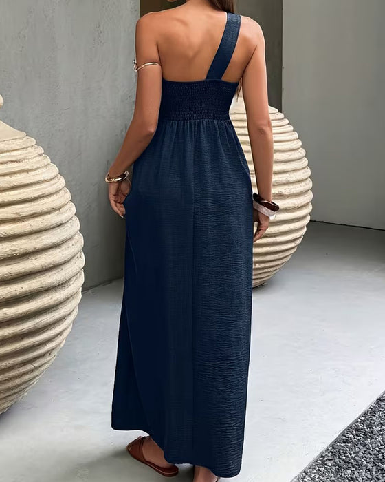 Kleid Ein-Schulter Drapiert Resort