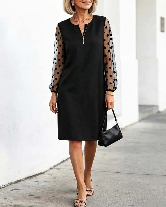 Kleid Polka Dot Mesh Gerade Knielang