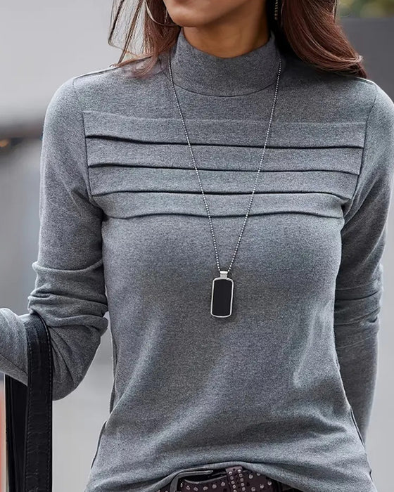 Top Slim Fit plissiert langärmlig