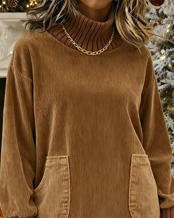 Retro-Kleid mit Stehkragen und langen Ärmeln