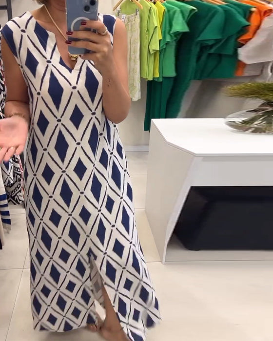 Kleid Ärmellos Diamantschlitz
