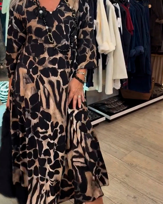 Kleid Leopard Zebra Locker Langarm